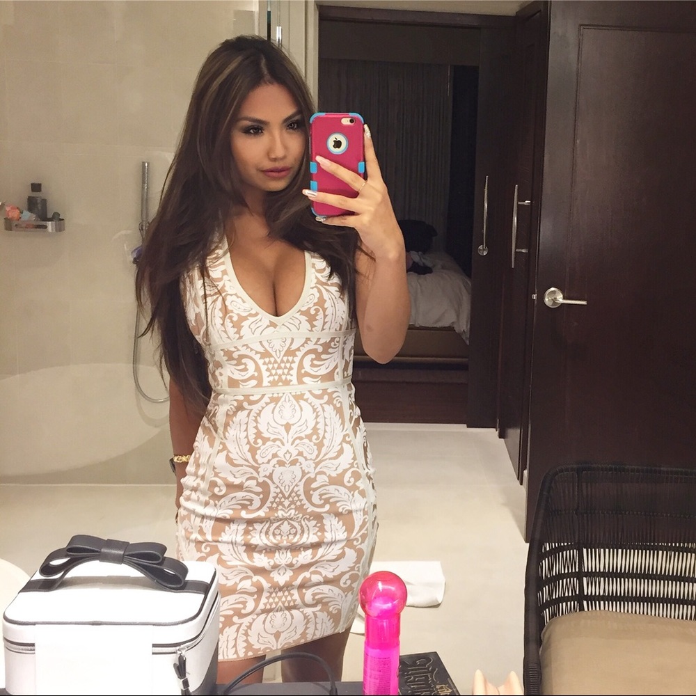 Printed bandaged dress